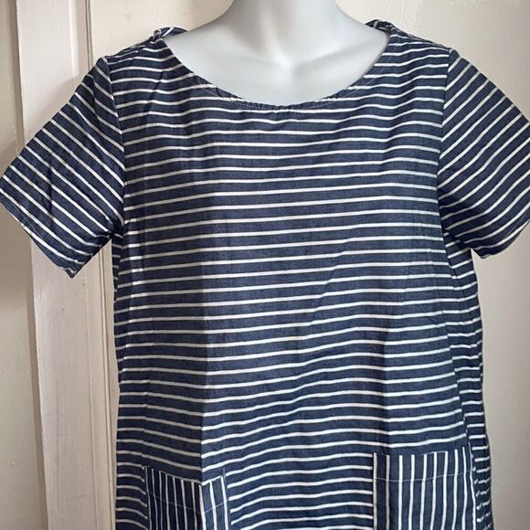 ALEX + ALEX Blue and White stripe Flax Top-S - Picture 2 of 6